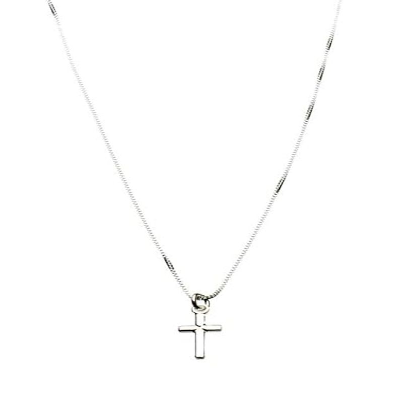 Collana con piccola catena a croce e ciondolo a forma di cuore, semplice, regalo per le donne._voghion.com