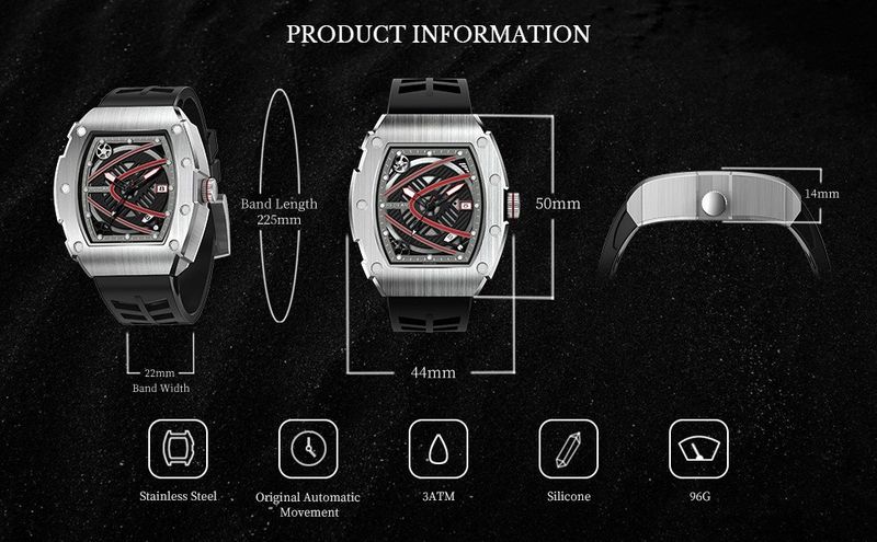 Redear Richard Barrel Style Arm Mode für Männer, ausgehöhlt vollautomatisch wasserdicht Nachtlicht Herren Nical_voghion.com