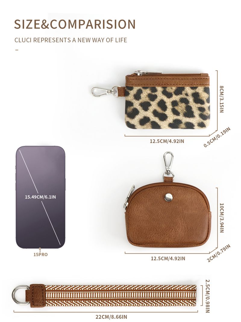 Damen Mini Zipper Wristlet Keychain Portemonnaie Duebel Pocket Wristlet Portable Portemonnaie Coin Portemonnaie Mini Women Coin Bag_voghion.com