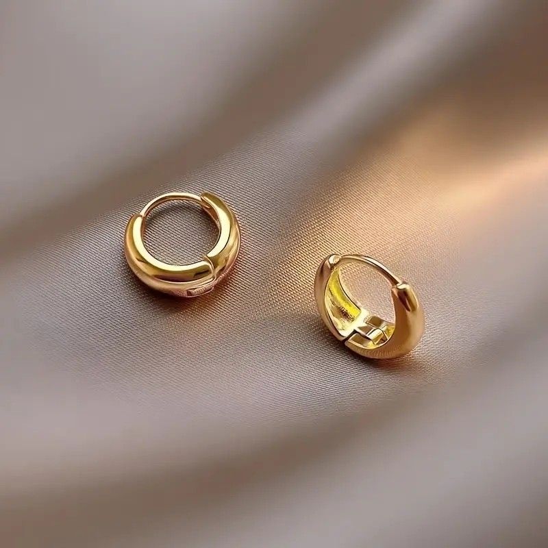 Orecchini a due punte lisci a forma di goccia d'acqua per donna, stile semplice, elegante, alla moda, a cerchio, freddi, minimalisti, di alta qualità._voghion.com