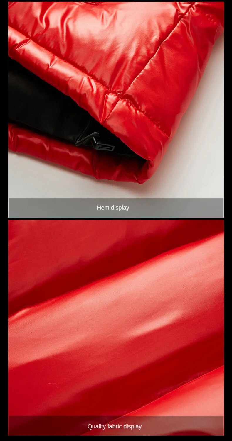 Herren Daunen Jacke Weiße Enten Haube Warm Glänzende Männer Glänzend Schwarz Rot Gepolstert Flauschigen Mantel Mann Winter Puffer Frauen_voghion.com