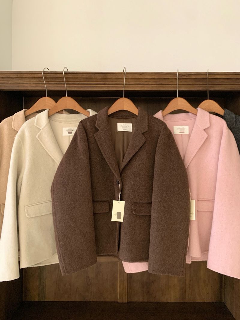 Manteau d'hiver en laine 100 % laine, couleur unie, style coréen Dongdaemun V*rgamot_voghion.com
