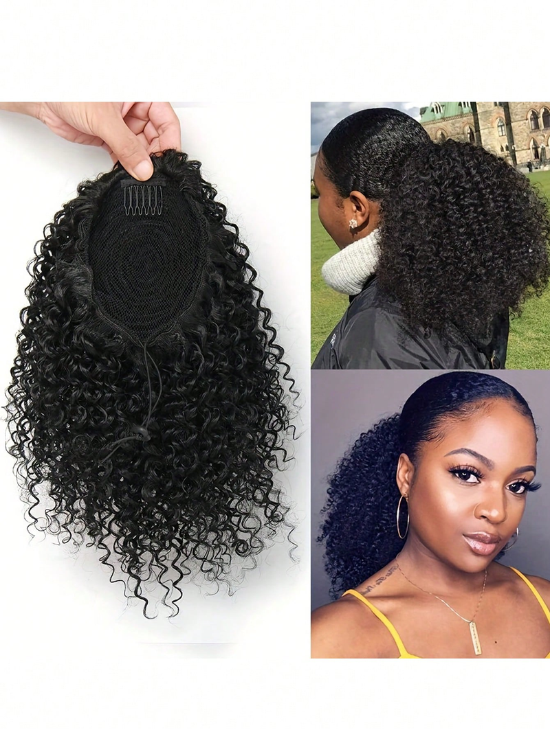 Kinky vrvica za afro puffs podaljšek za ženske sintetični 25 cm kodrasti čop_voghion.com