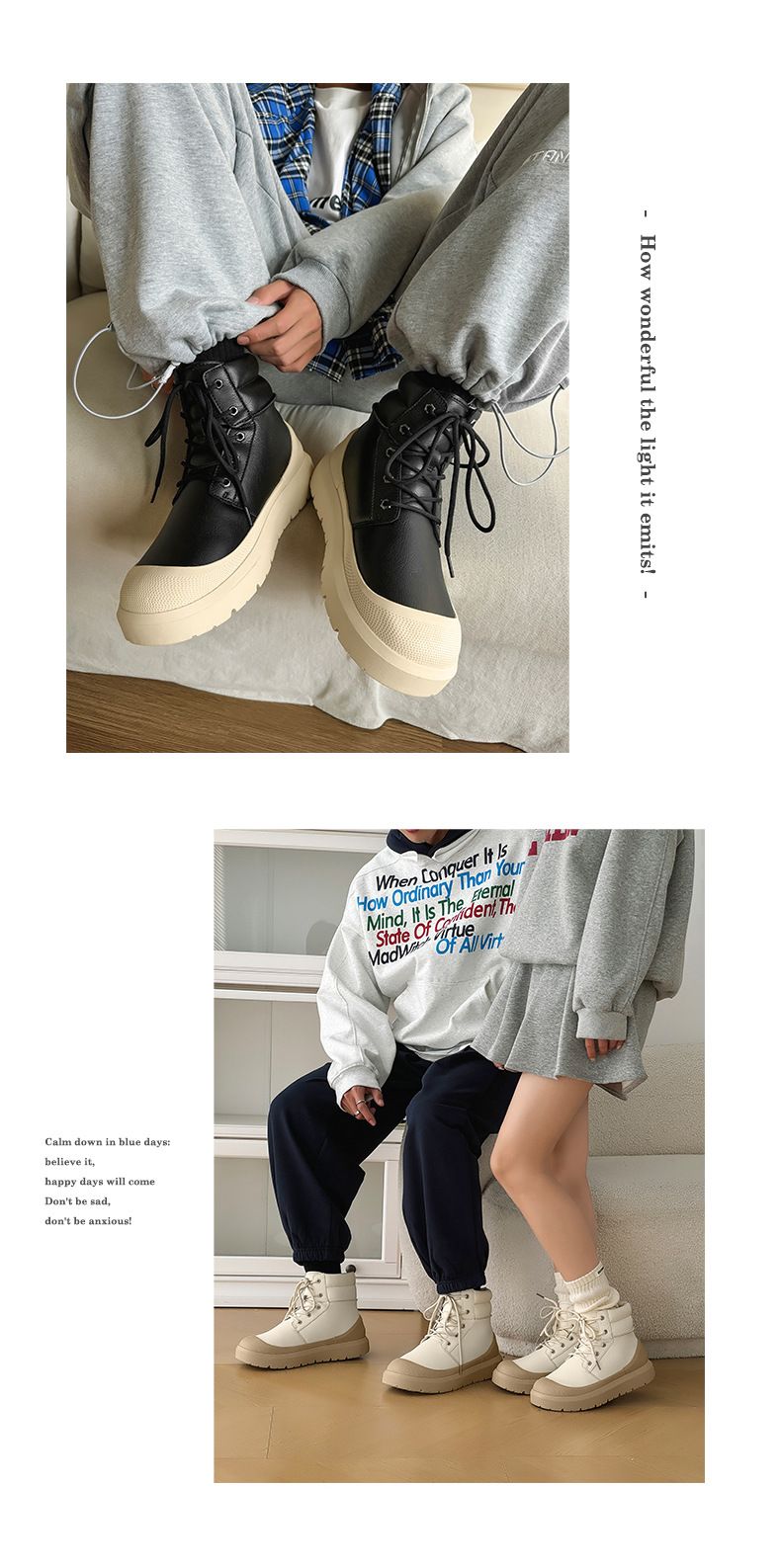 Unisex Winter Boots With Faux Fur Lining, Waterproof & Slip-Resistant, Comfortable Thick-Soled Casual Shoes For Men And Women_voghion.com