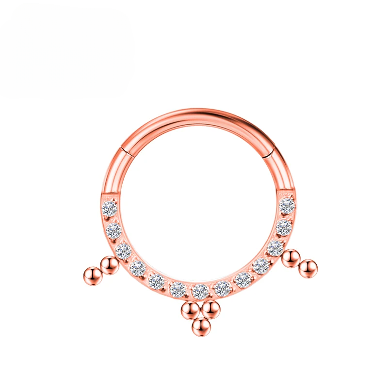 F136 Piercing de titânio Argola de nariz Tragus Zircão Brincos de hélice Cartilagem Seção articulada Mulheres Clicker Corpo Jóias Encantadoras_voghion.com