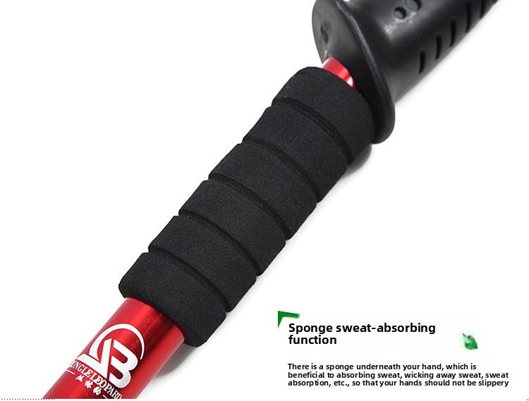 Trekkingstok met 3 secties en rechte handgreep, aluminiumlegering 6061, multifunctionele loopkruk voor ouderen, Jungle Leopard_voghion.com