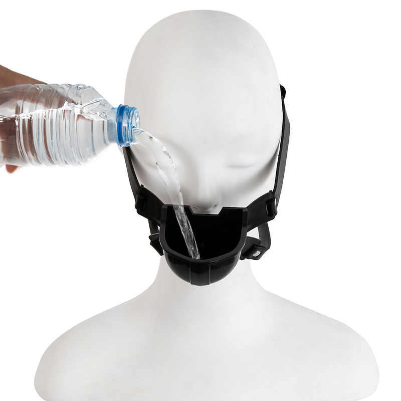 Oral Enema Funnel Drool Plug Gags Bondage Head Harness BDSM Toilet Funnel Open Mouth Gag Mask Hood for Wom_voghion.com