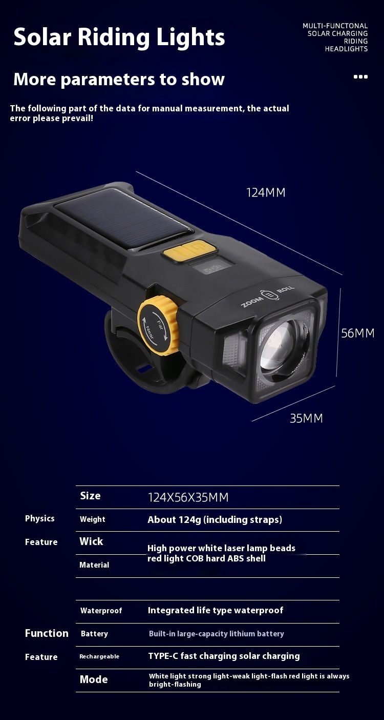 Nuova lampada frontale ricaricabile ad energia solare con display digitale, zoom regolabile e fascio abbagliante/anabbagliante, guida notturna laser bianco_voghion.com