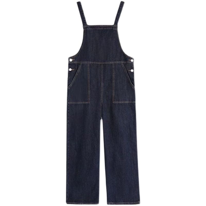 Dames denim overalls Koreaanse stijl losse, leeftijdsverminderende 2023 nieuwe mode lente herfst rechte jumpsuit met hoge taille_voghion.com