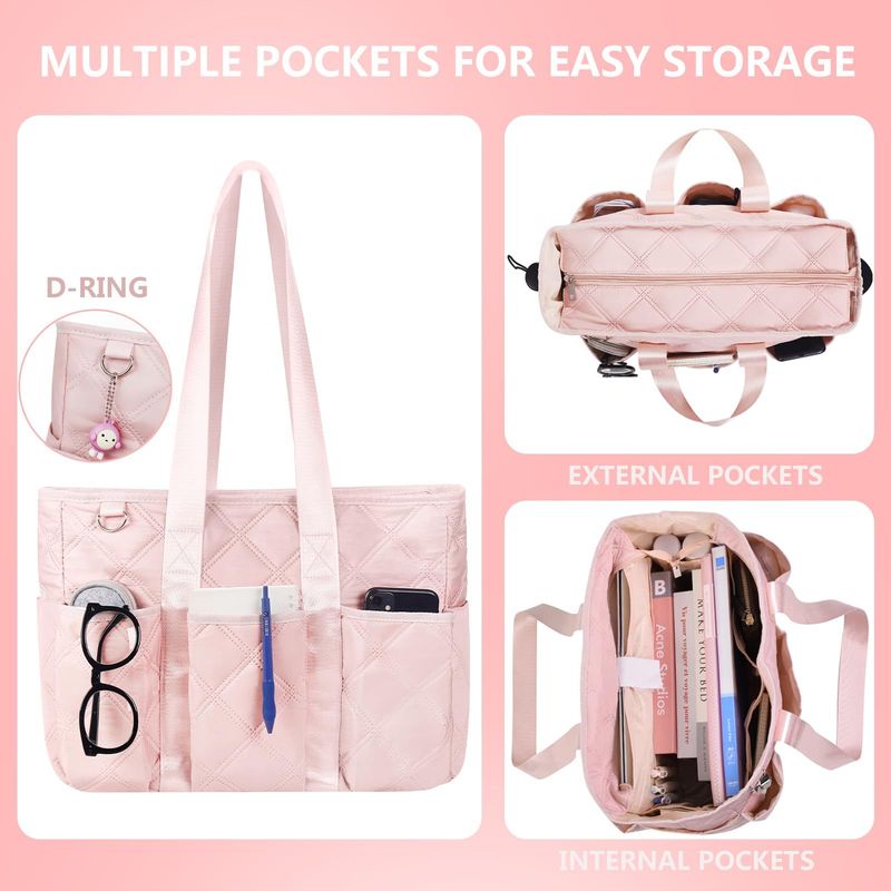 Women's quilted handbag, women's travel handbag with zipper, nurse bag, work bag_voghion.com