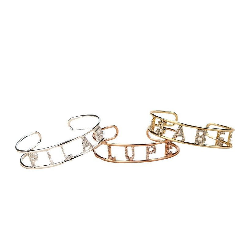 Hot Selling Stainless Steel Custom Zircon English Letter Name Bracelet Women's Jewelry Gift_voghion.com