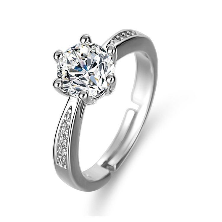 Moissanite kalp sekiz ok kadın bir karat basit altı pençeli alyans pırlanta yüzüğünün canlı yayın satışları,_voghion.com