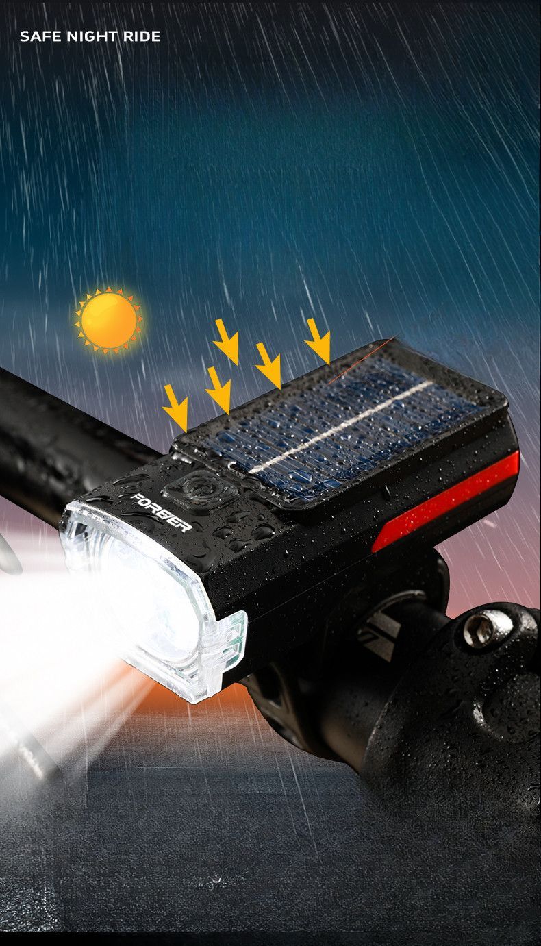Torcia solare ad alta luminosità per bicicletta, luce anteriore ricaricabile, attrezzatura per ciclismo da montagna_voghion.com