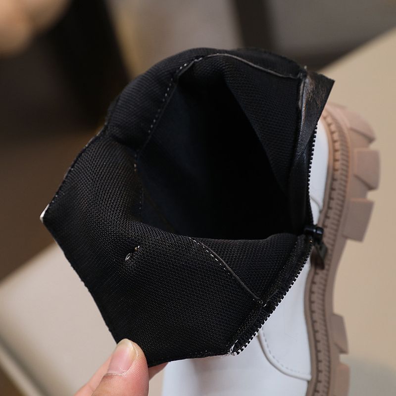 Kinderschuhe Mädchen Martin Stiefel 2024 Neue Frühjahr und Herbst Schwarz Laufsteg Kurze Stiefel Kinderstiefel Kleine Mädchen Kinderstiefel_voghion.com