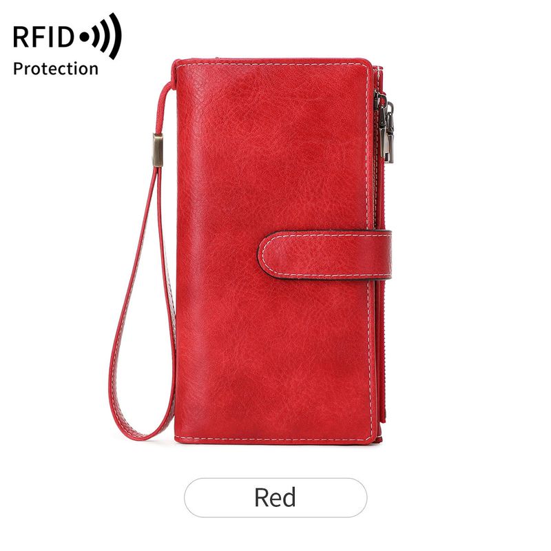 New RFID 702025 Off Long Multifunctional Women Wallet Solid Color Portable Clutch_voghion.com