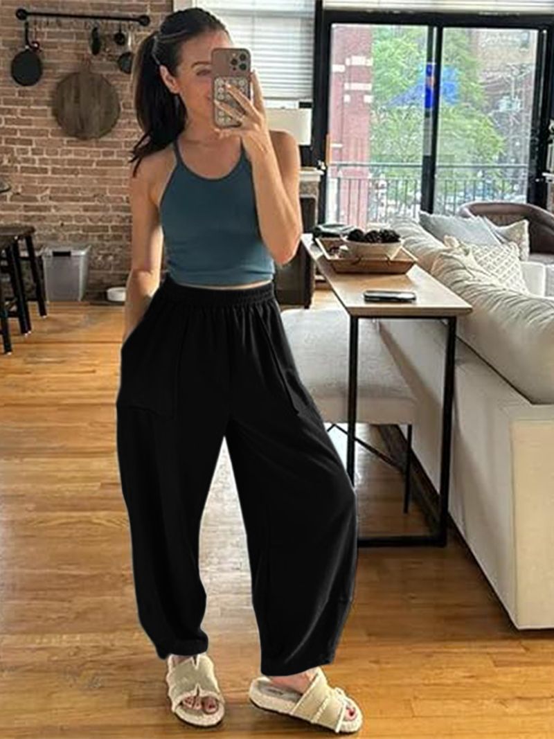Women's Casual Jogger Pants With Pockets - Soft Stretch Polyester Tapered Pants For Workout, Office & Everyday Wear_voghion.com