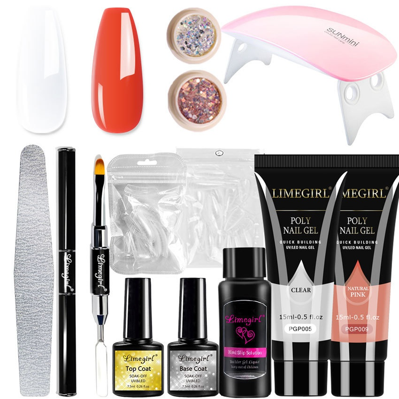 15ml Extension Nail Mold Double Headed Brush UV Lamp Crystal Gel Set_voghion.com