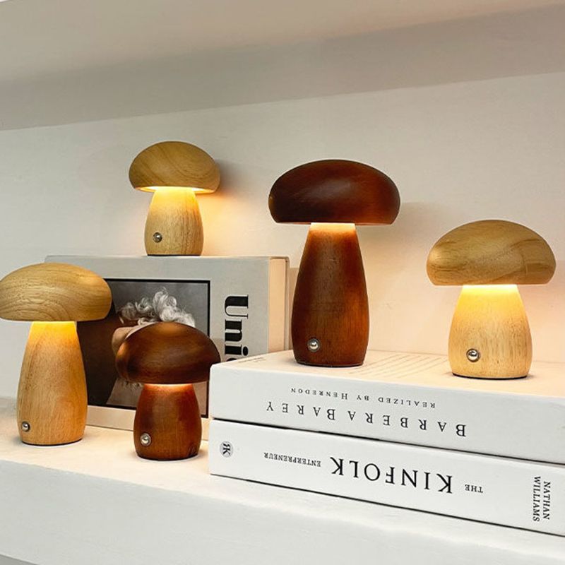 Creative Ins Mushroom Night Light, semplice decorazione da comodino, lampada da tavolo LED touch ricaricabile, regalo di compleanno_voghion.com