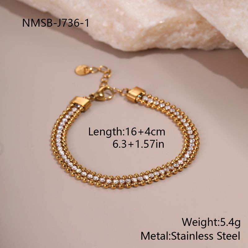 Gold & Silver Plated Cubic Zirconia Beaded Bracelet Set, Double-Row Sparkling Bracelets, Daily & Evening Statement Jewelry_voghion.com