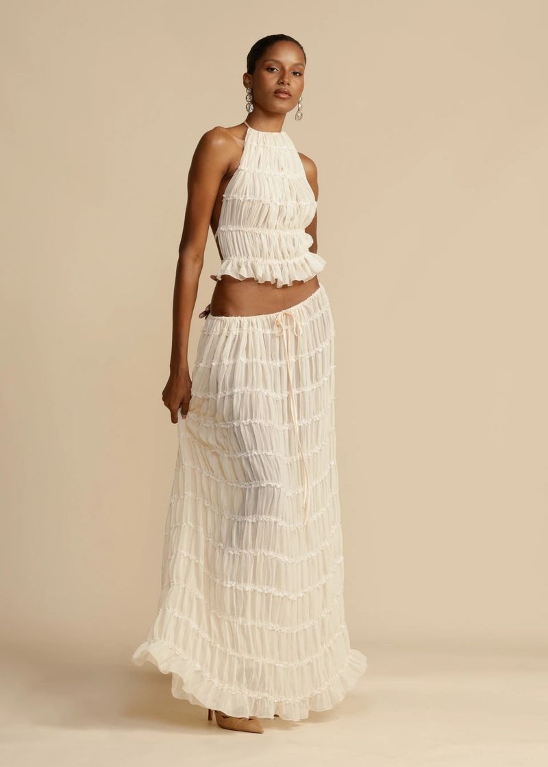 Women's Sexy Backless Halter Neck Lace Trim Long Dress Set – Floral Print Chiffon Maxi Dress For Party, Dating & Casual Wear_voghion.com