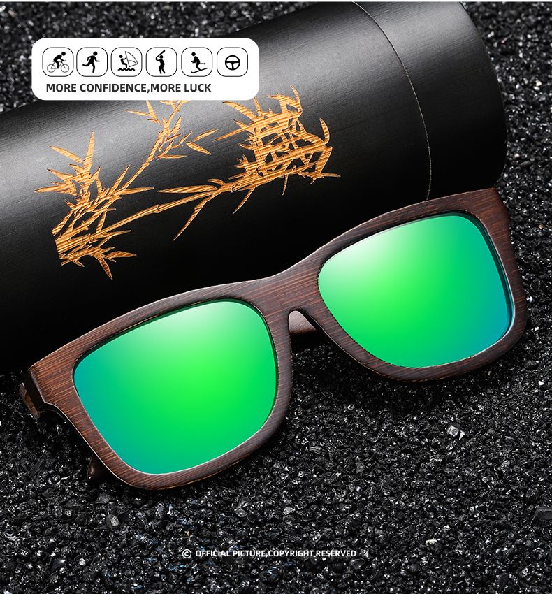 Fashion Fashion Vintage Fashion Bamboo Wooden Handmade Polarized Mirror Coating Lenses Eyewear Sunglasses for Men_voghion.com