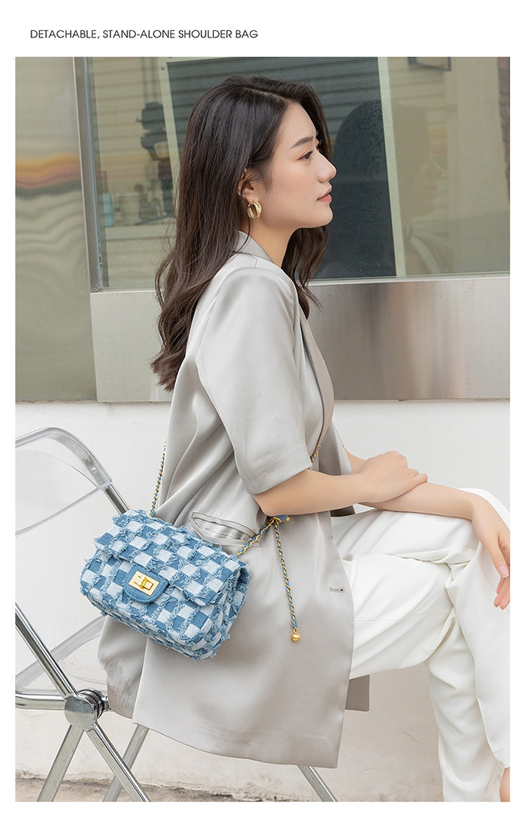 Shoulder Bags High-quality Textured Niche Design Canvas Bags Rhombic Chain Denim Messenger Bags High-end Women's Bags_voghion.com