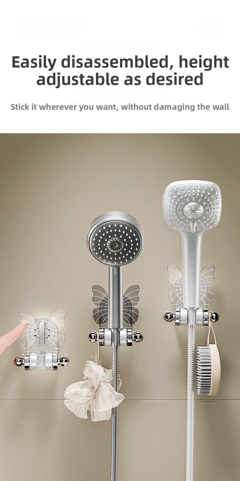 Bathroom Shower Bracket Non-punching Suction Cup Storage Rack Base Toilet Nozzle Fixing Seat_voghion.com
