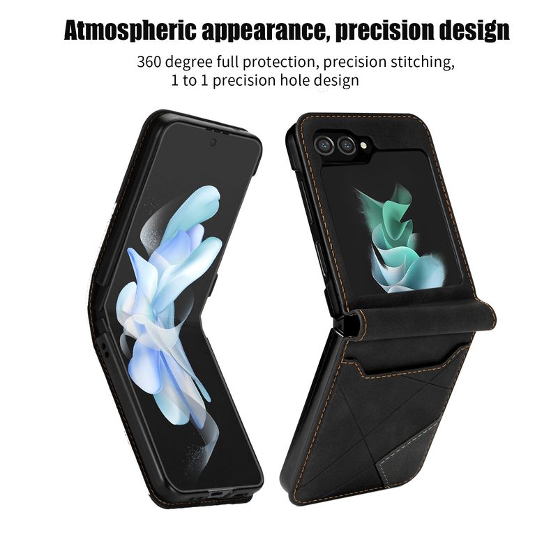 Compatible With Samsung Foldable Z Flip7 6 5 4 3 Solid Color Flip Card Slot Stand Fashion Phone Case_voghion.com