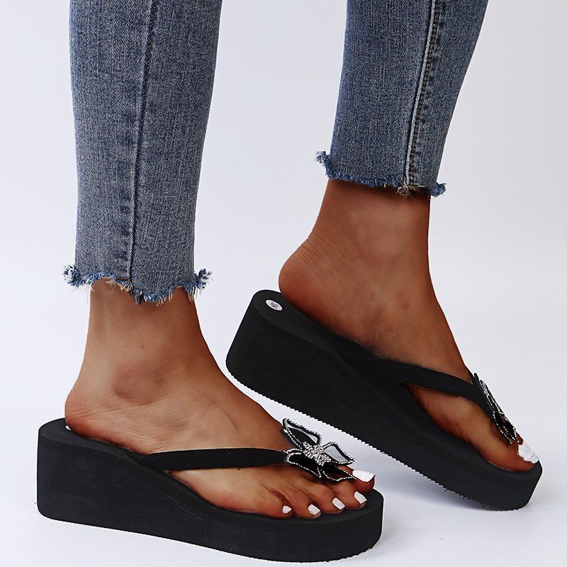 Sandali con doppia punta e fondo spesso alla moda, grandi dimensioni, farfalla, rinoceronte, piatto, da donna, Drag_voghion.com