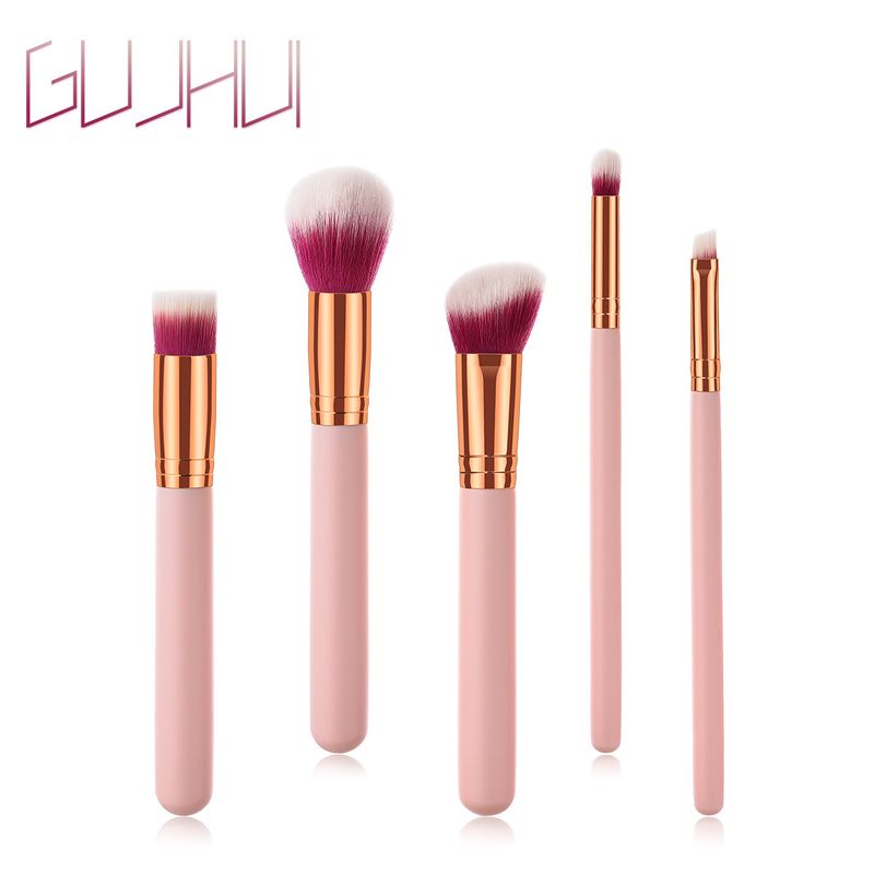 Pennelli per trucco da 5 pezzi, strumenti di bellezza, manico in legno Yuncai, tubo per la bocca, capelli in nylon GUJHUI_voghion.com