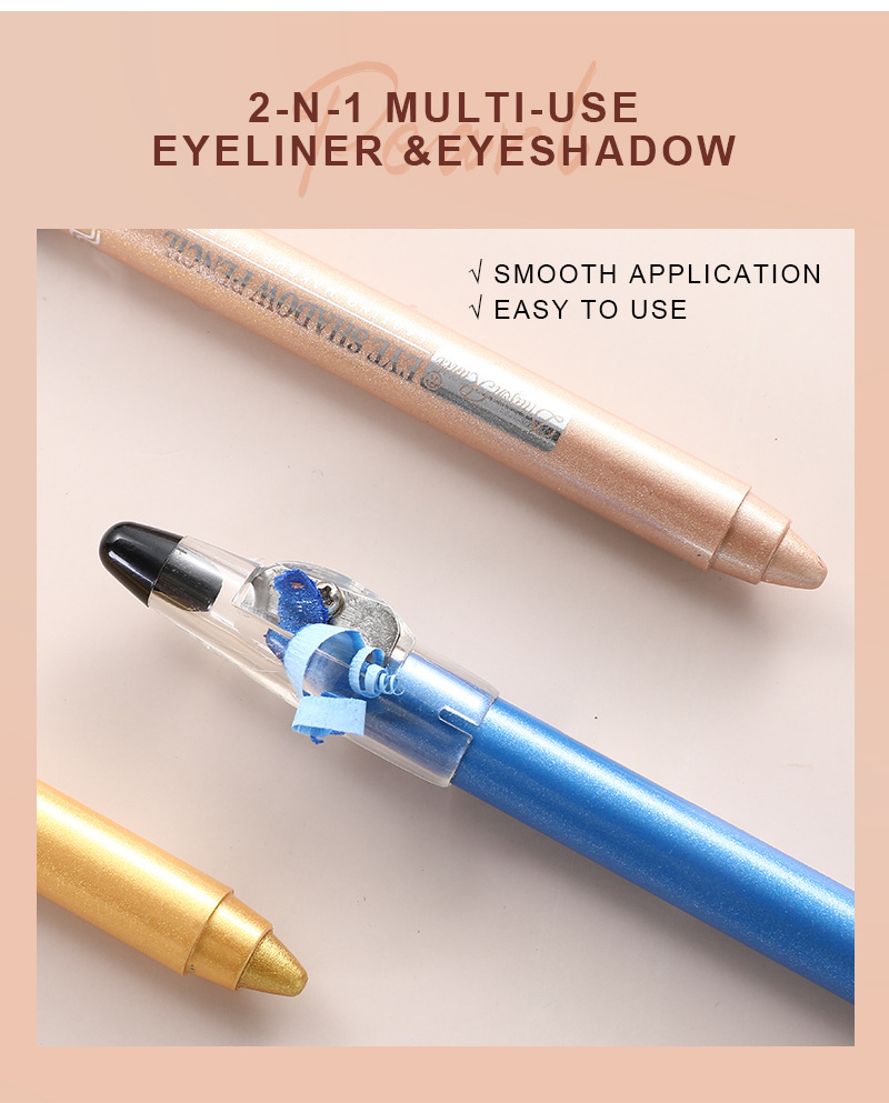 Stick Waterproof Eyeshadow Pearlescent Silkworm Eyeshadow Pencil with Sharpener Long Lasting Highlighter E_voghion.com