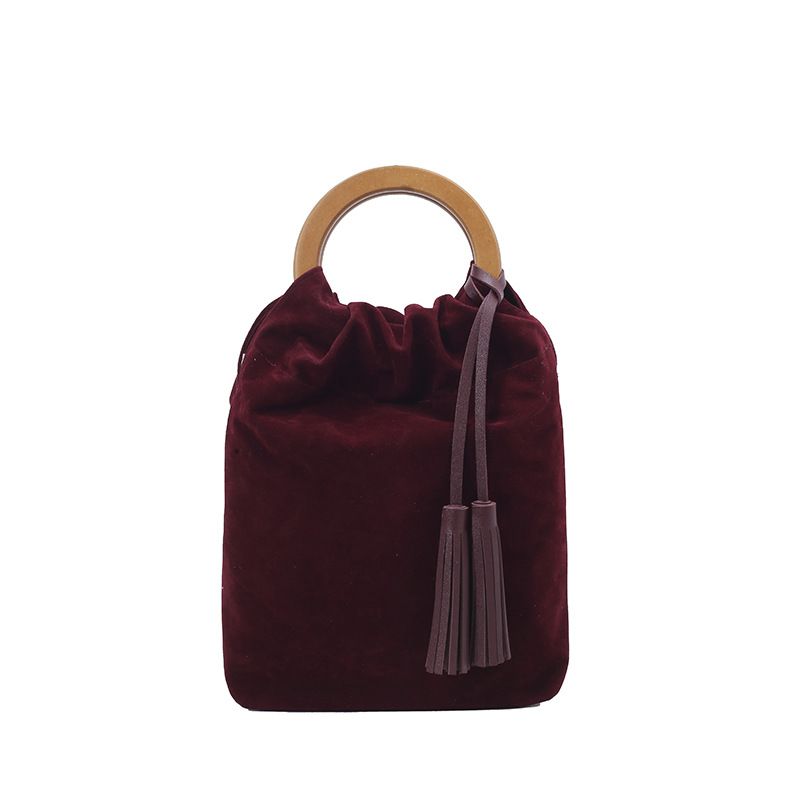 Sac à main en daim pour femme, petit fourre-tout tendance à pompon, nouvelle collection automne 2025_voghion.com