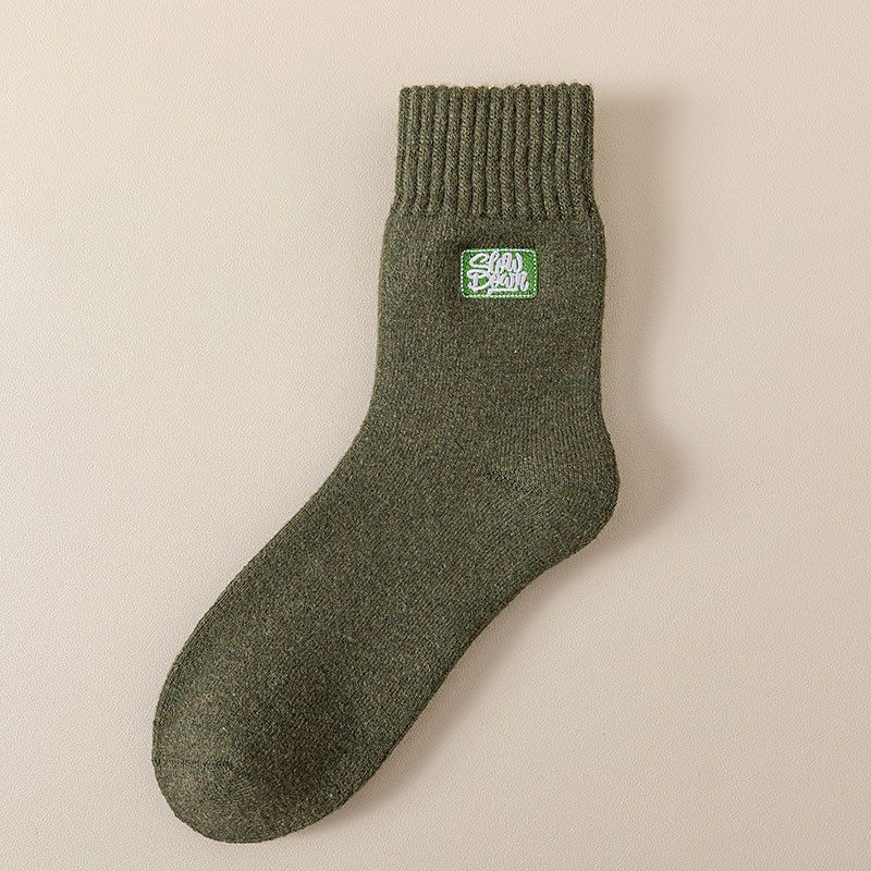 Herre Tykke Frotté Sokker Vinter Tykke Håndklædesokker Casual Broderi Mellemrørssokker Bomuldssokker Herre Varme Sokker Uldsokker_voghion.com
