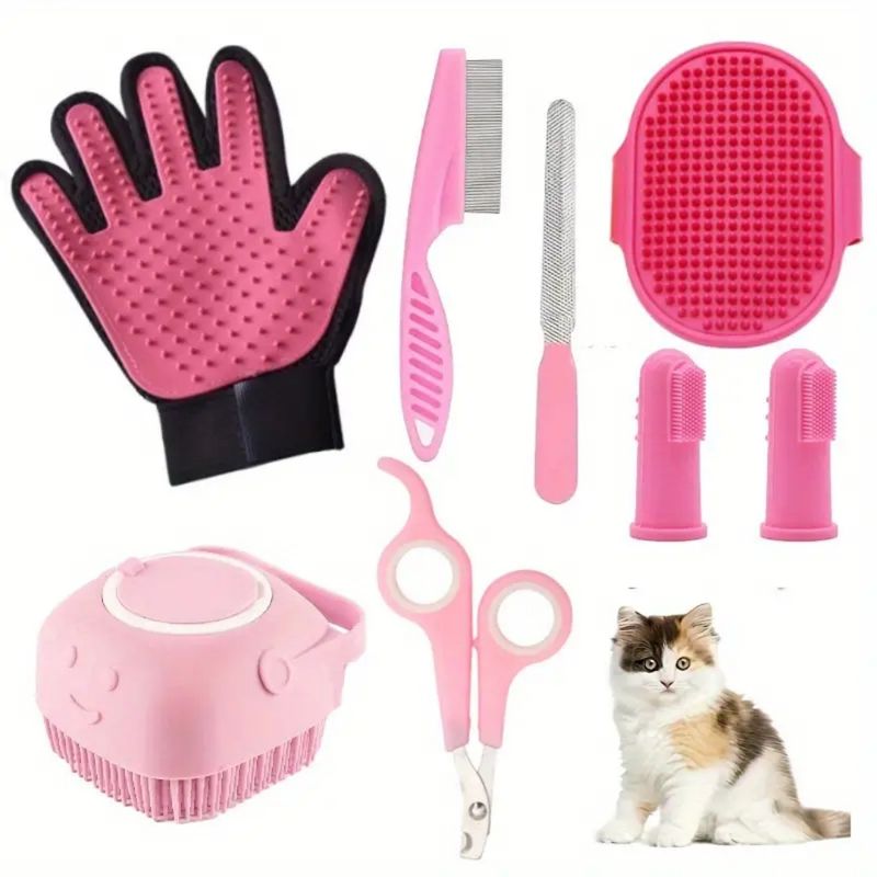 Samenvatting Beauty Kit Nagelknipper en vijl Vlooienkam Huisdierverharingsborstel Siliconen tandenborstel Aanpasbaar label_voghion.com