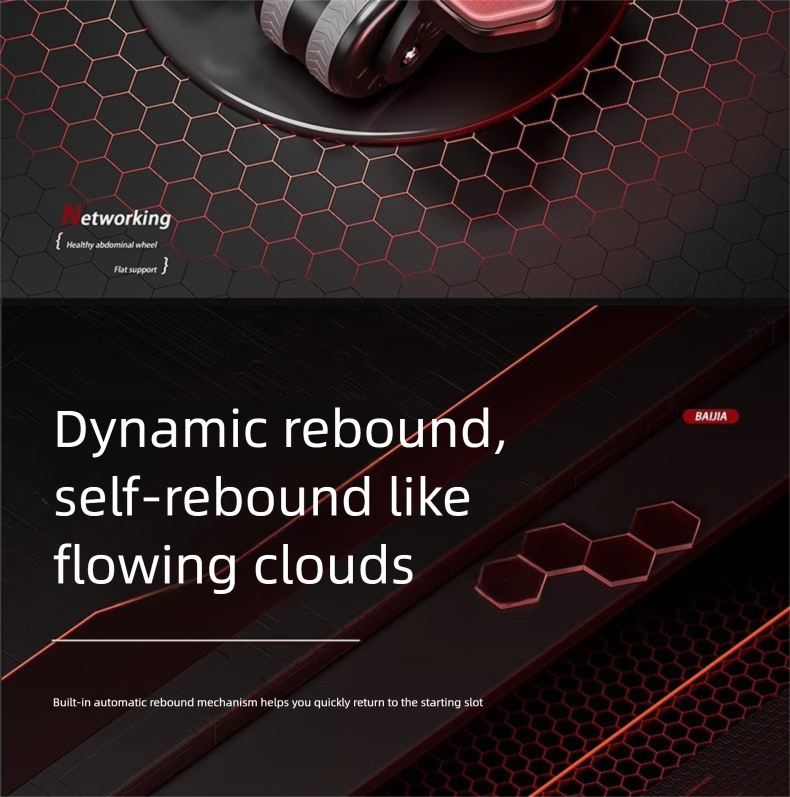 Supporto per gomito con rimbalzo automatico, ruota per muscoli addominali a quattro ruote, attrezzatura per il fitness per la perdita di grasso addominale per uso domestico_voghion.com