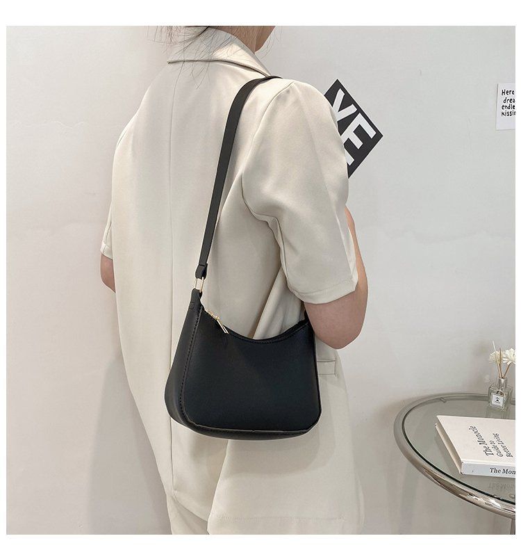 Borsa a tracolla sotto le ascelle in pelle PU tinta unita retrò Borse alla moda da donna Borse hobo casual e borsetta da donna_voghion.com