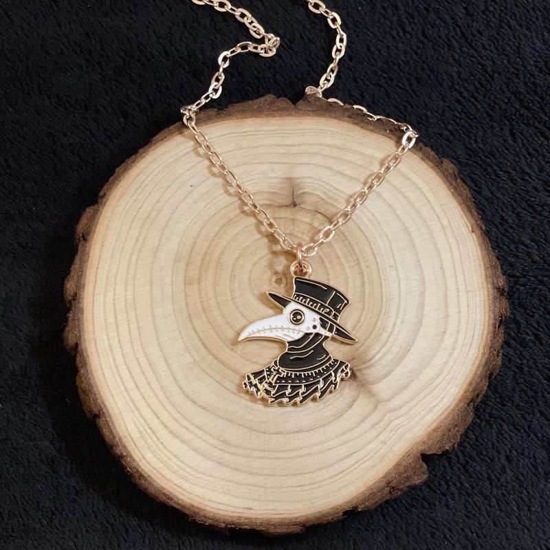 Ciondolo da dottore fatto a mano, collana con ciondolo a tema in metallo dorato e smalto_voghion.com