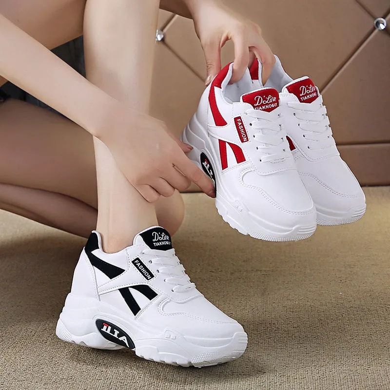 Female 2025 Spring Autumn Thick Bottom 8cm Sports With Inner Height Increase, Versatile, Casual And Plush Dad Shoes,_voghion.com