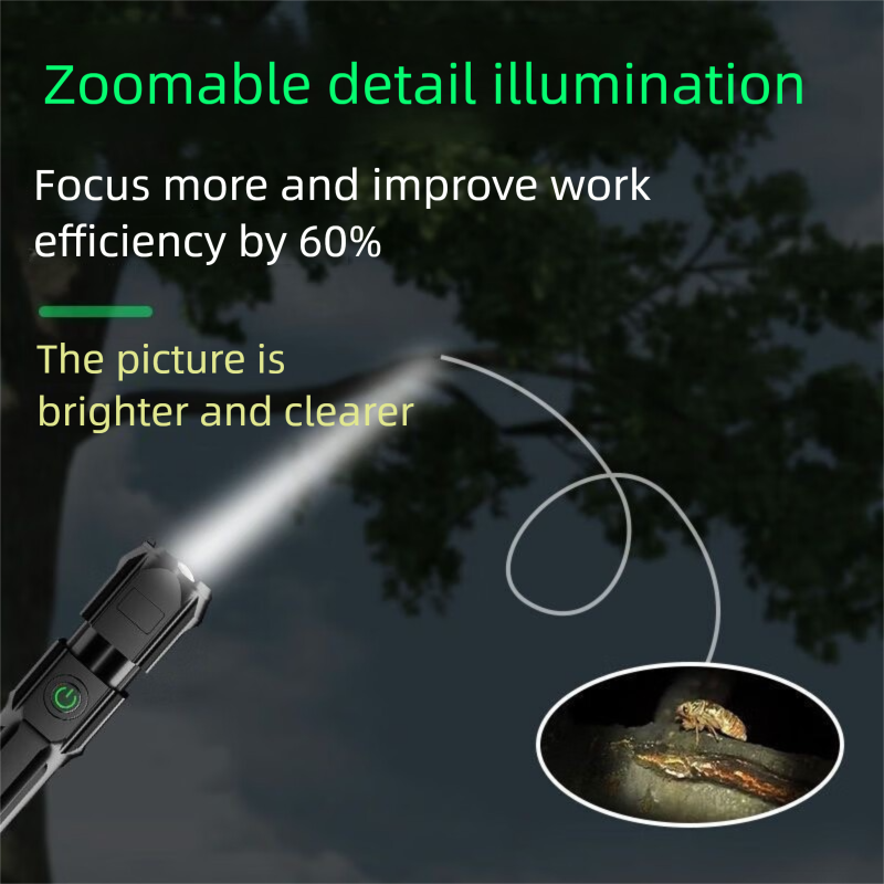 Heldere LED-zaklamp met daglicht en hoog vermogen Zoombereik Ultralange batterijduur Buiten Multifunctioneel Oplaadbaar_voghion.com