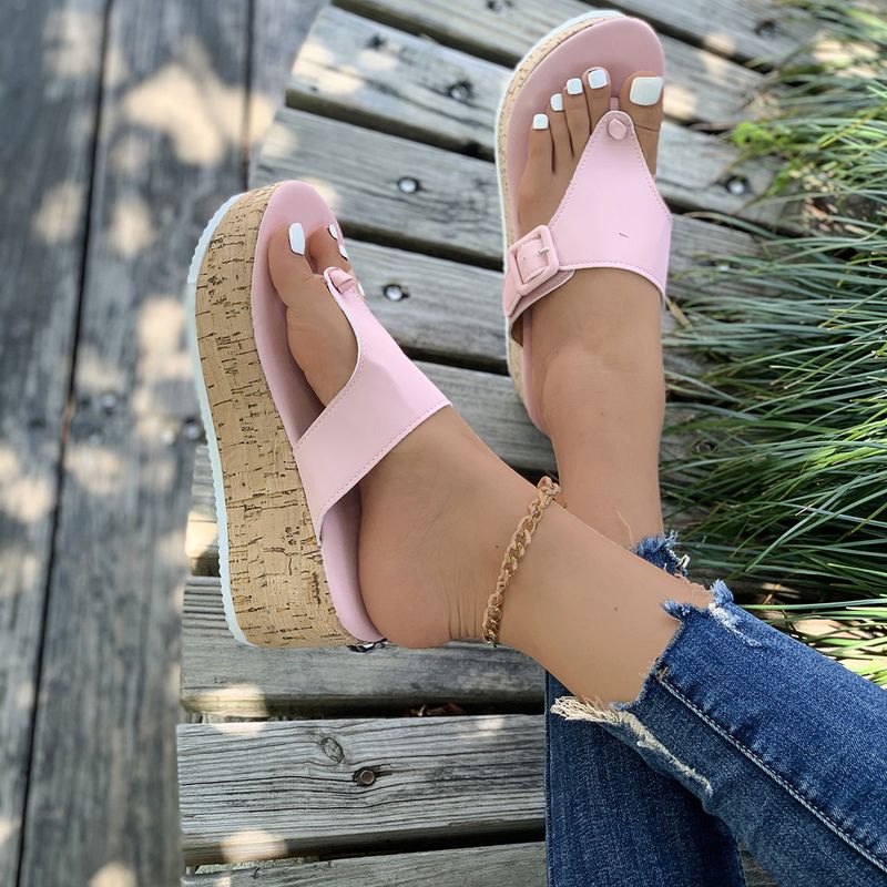 Frauen schuhe neue sommer dicken sohlen frauen schuhe keil ferse frauen schnalle sandalen_voghion.com