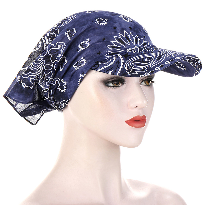 Women Scarf Cap Hedging Flower Printed Bandana Baseball Cap With Brim Sunshade Hats Candy Color Summer Outdoor Head_voghion.com