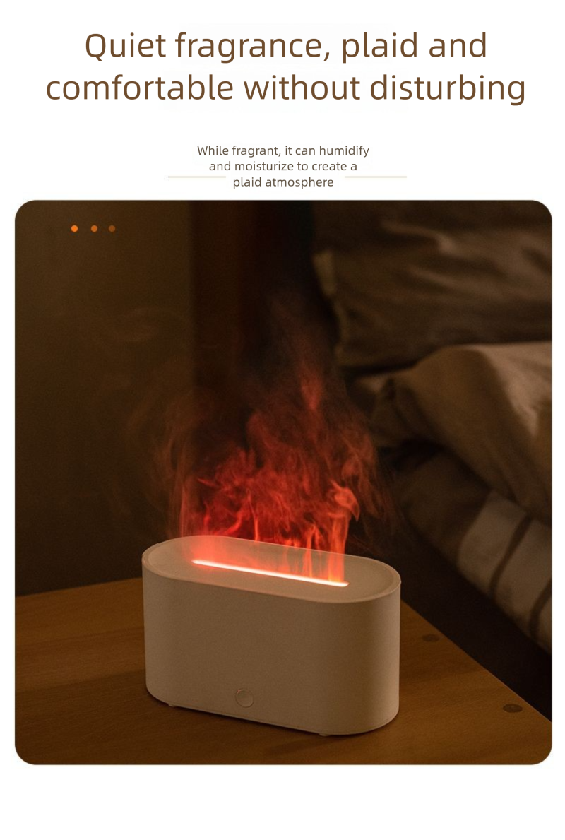 Flame Lamp Aroma Diffuser Fragrance Machine Humidifier Ultrasonic Household Bedroom Office Desktop Small Bedside Living_voghion.com