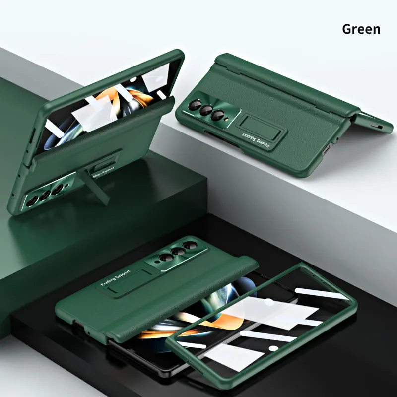 For Samsung Galaxy Z Fold5 4 3 Deksel Skallmembran Integrert Vanlig Lærbrakett Folding Hengsel Alt-inkludert_voghion.com
