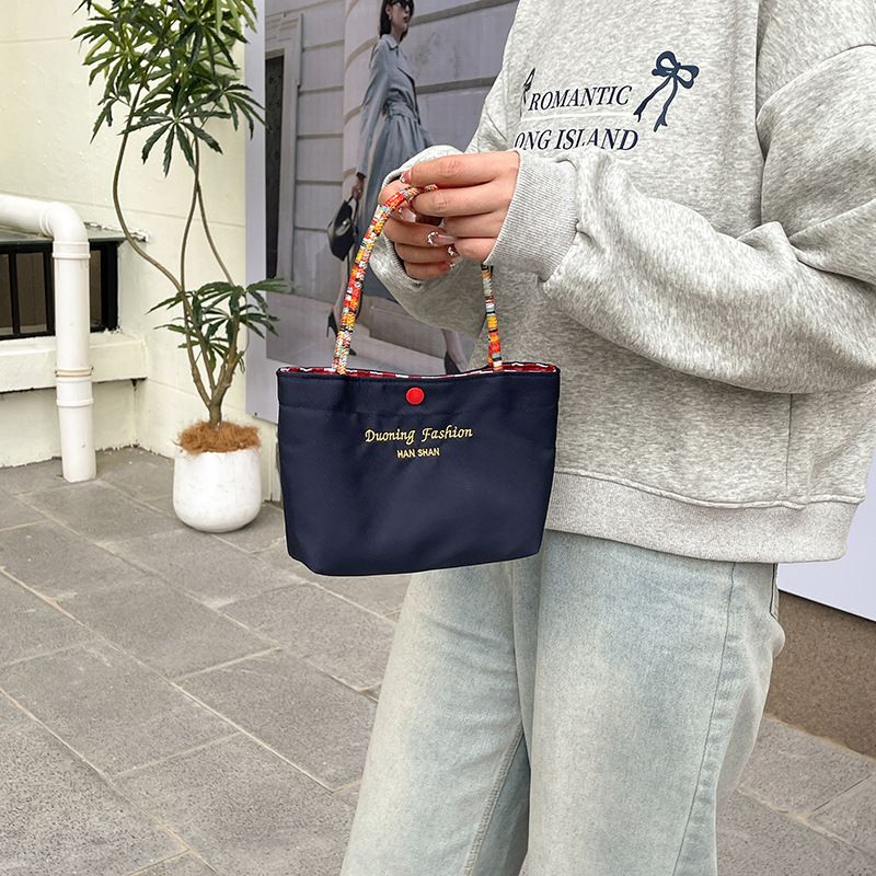 Nuova borsa a tracolla in tela bifacciale semplice e di grande capacità da donna, stile coreano, casual e alla moda_voghion.com