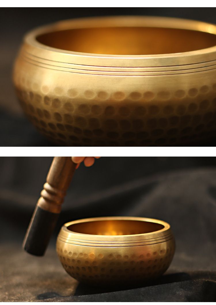 Nepal Singing Bowl Handmade Bowl Hand-Hammered Tibetan Singing Bowl Set - Stress Relief, Chakra Balancing & Meditation Tool_voghion.com