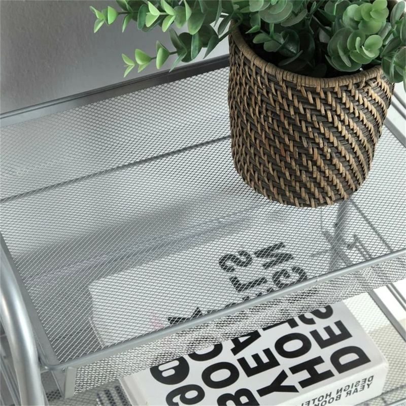 For Utility With Cart Storage Cart Rolling Metal 3Tier Wheels Office Kitchen Cart_voghion.com