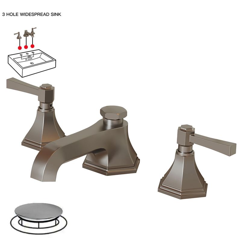 8 In. Widespread Double Handle 3 Hole Bathroom Faucet Water-Saving With Metal Drain In Brushed Nickel_voghion.com
