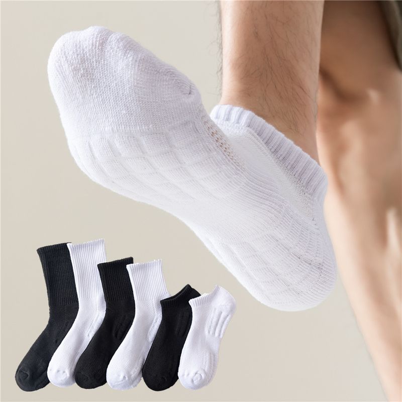 Socks Men's Boat Socks Summer Mid-tube Socks Thin Short Socks Solid Color Cotton Stockings White Sports Socks Half Towel Bottom Length_voghion.com