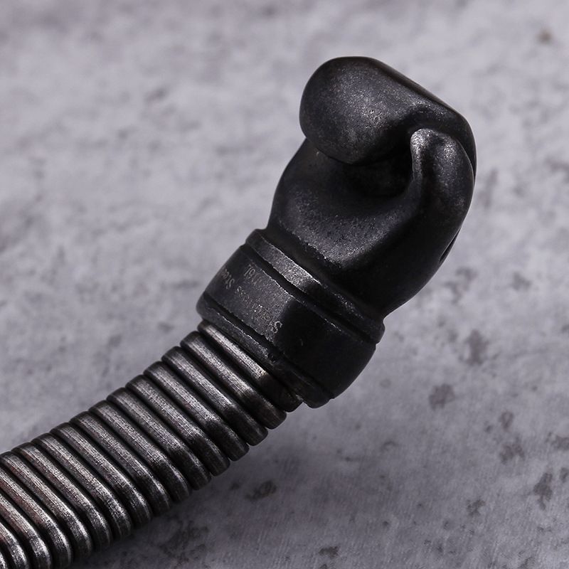 Bracelet punk tête de mort en acier titane pour homme – Manchette motard gothique ajustable – Design géométrique audacieux – Tailles 7 à 11. Bijoux pour homme_voghion.com