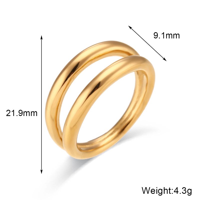 2024 Nuovo in acciaio inossidabile placcato oro con doppio laers lucidato a mano per donna Anelli da dito carini minimalisti femminili_voghion.com